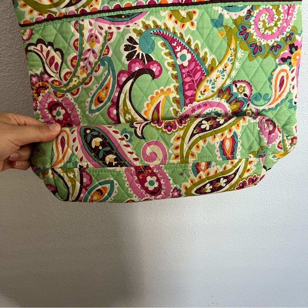 Vera Bradley Tutti Frutti Tote Green Pink Paisley Floral Print - Picture 5 of 7